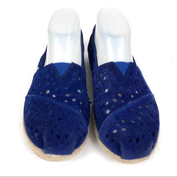 TOMS Suede Slip-On Perforated Espadrille Flats 6.5 - Picture 2 of 8